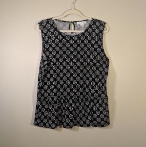 LIZ CLAIBORNE | Black Sleeveless Peplum Blouse